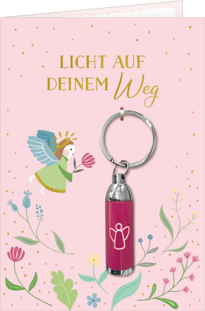 Grußkarte mit Taschenlampe: Licht auf deinem Weg (Engel)