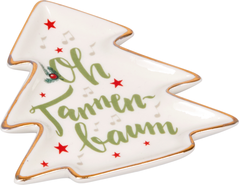 Tanne, Kleiner Deko-Weihnachtsteller "Alle Jahre wieder..." aus Porzellan