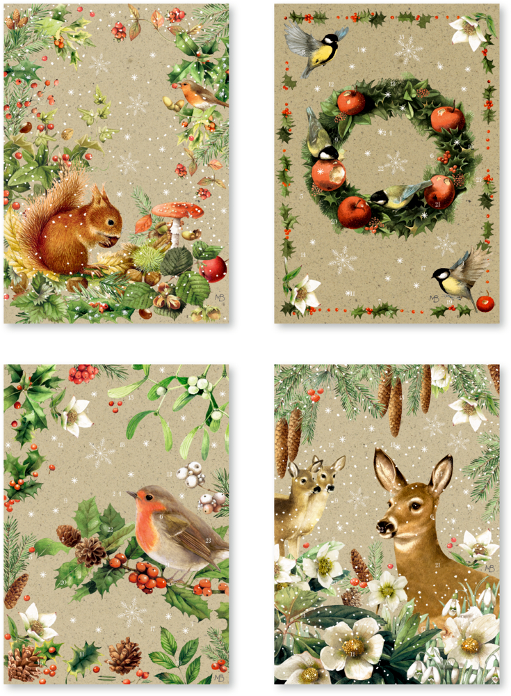 Zauber der Winternatur, A5-Graspapier-Adventskalender (Bastin)