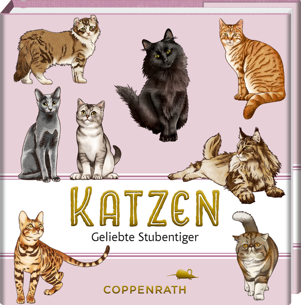 BiblioPhilia: Katzen - Geliebte Stubentiger (cats & dogs) Buchcover: Sieben Katzen illustriert.