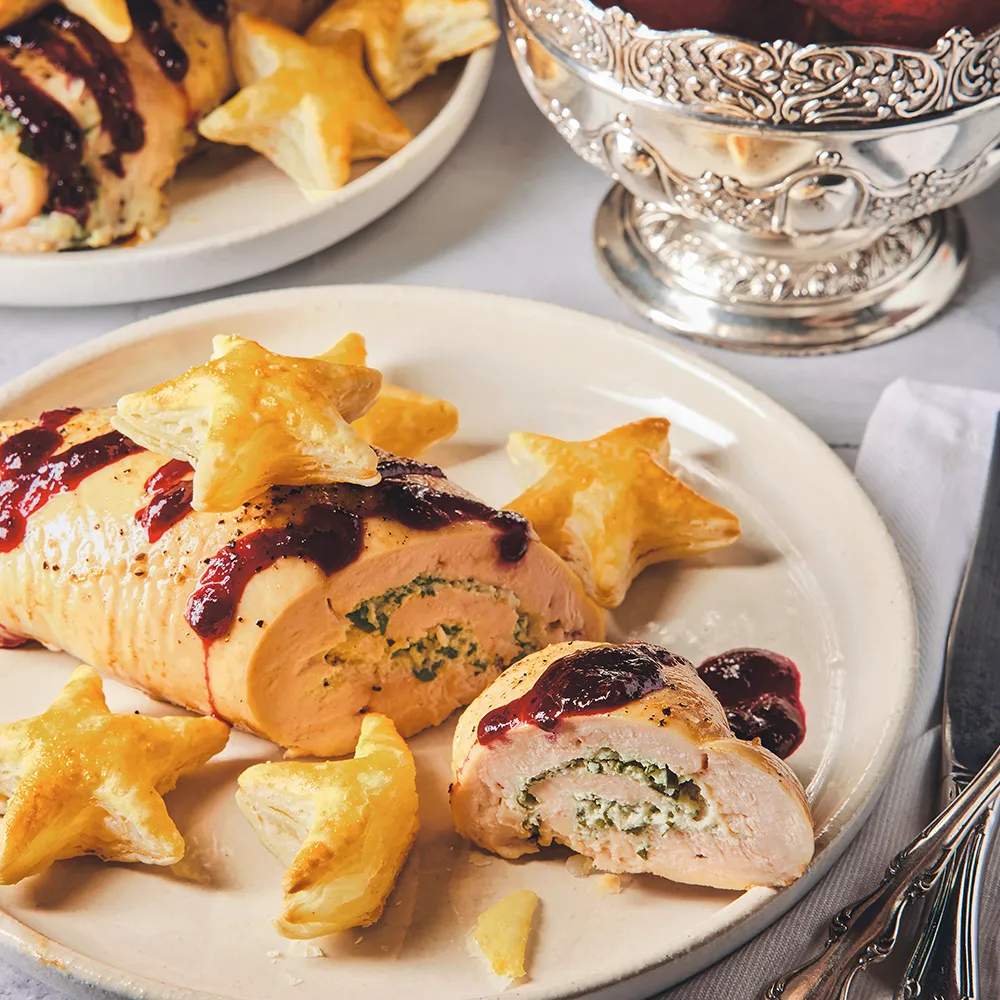 Hähnchenrollen mit Beerenreduktion und Sterngebäck