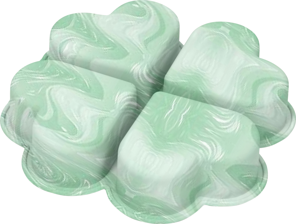 Grün-weiß marmoriertes Silikon-Kleeblatts, von oben gesehen.