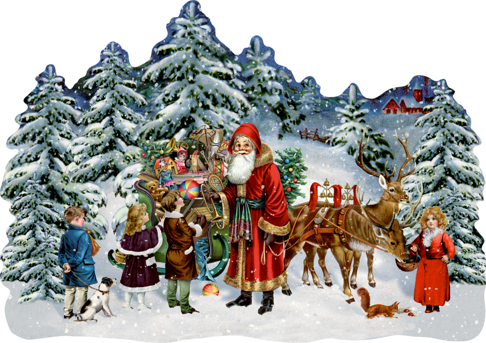 Schlitten im Winterwald, A3 Wand-Adventskalender (B.Behr)