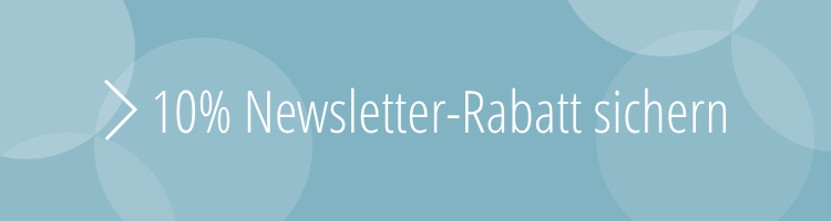 Newsletter-Banner einfache Kategorien mobil Blaue Fläche mit der Aufschrift 10% Newsletter-Rabatt sichern