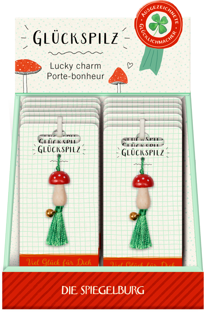 Glücksbringer Glückspilz Viel Glück (Pilz-Anhänger mit Glöckchen)