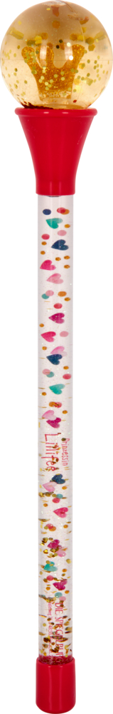 Schneekugel-Zauberstab - Prinzessin Lillifee Durchsichtiger Zauberstab mit buntem Konfetti und Glitzerelementen im Inneren sowie einer Kugel mit goldener Krone.