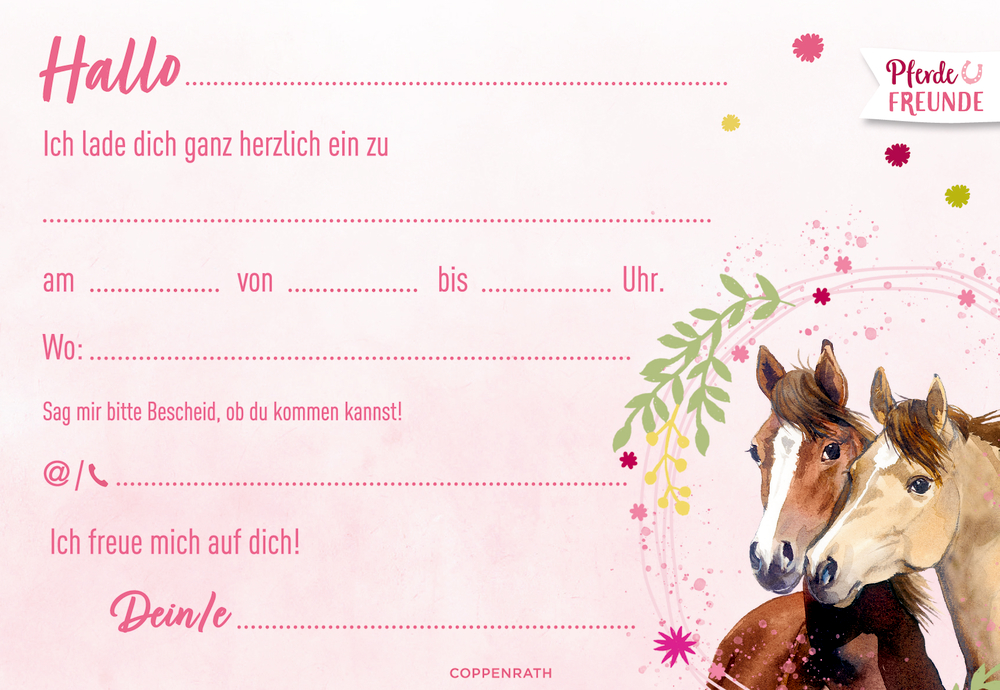 Einladungskarten Pferdefreunde (10 Stück)