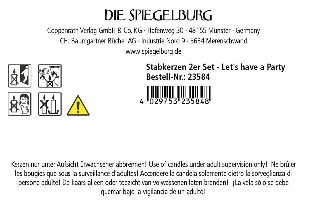 Stabkerzen 2er Set - Let's have a Party (Weihnachten)