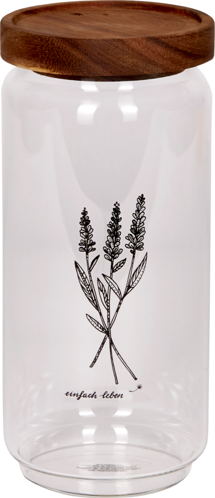 Großes Vorratsglas mit Holzdeckel (ca.1,0 l) - einfach leben