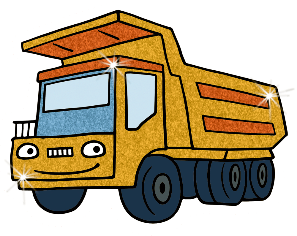 Gelber Kipper mit lächelndem Gesicht und funkelnden Akzenten.