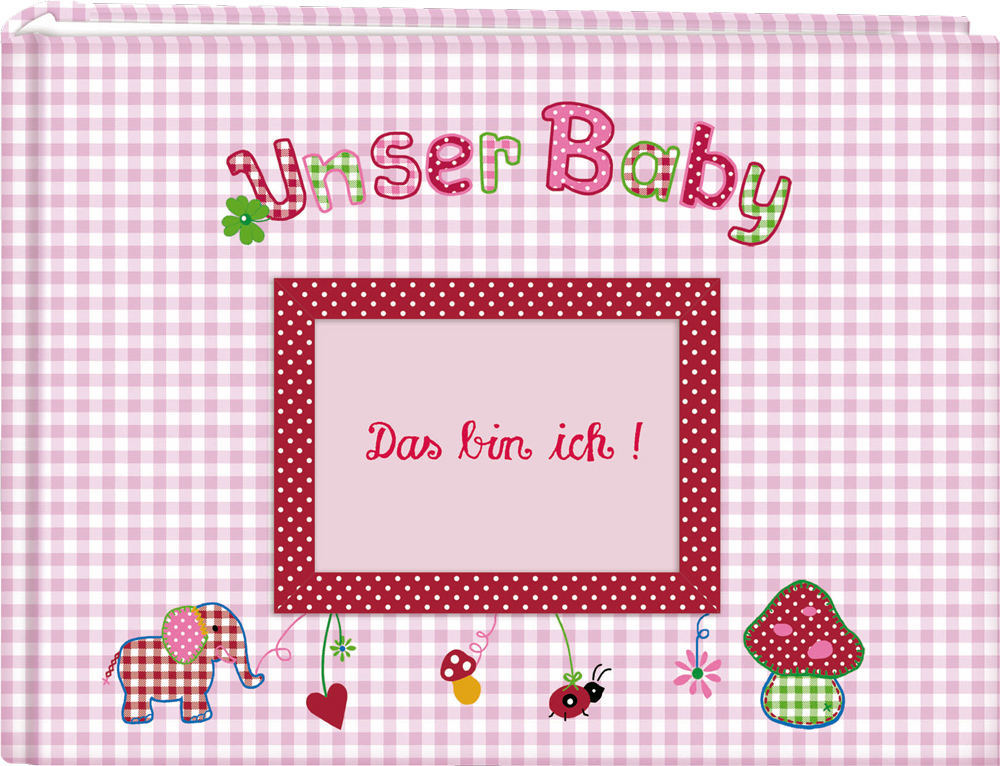 Großes Stoff-Fotoalbum Unser Baby, rosa