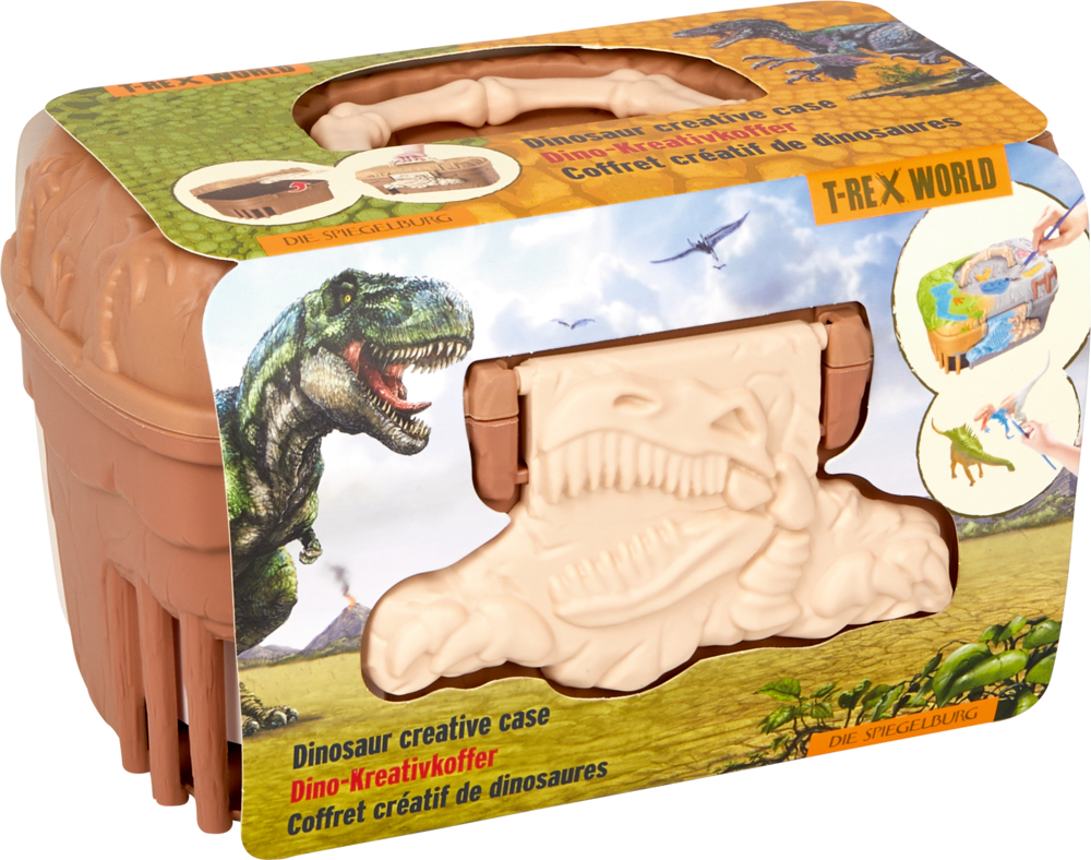 Dino-Kreativkoffer - T-Rex World Kunststoffkoffer mit Dinosauriermotiv, T-Rex-Design und kreativem Spielset für Kinder.
