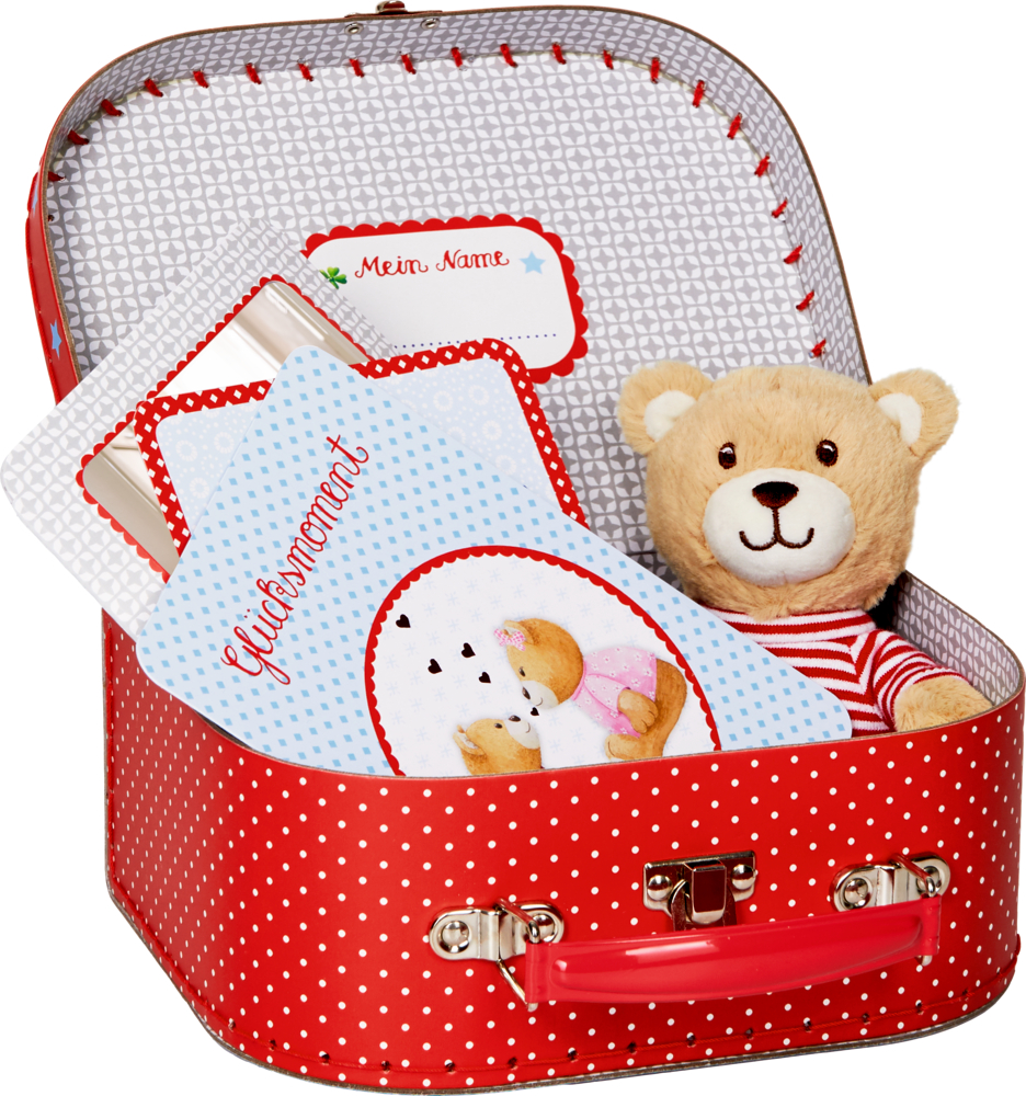 Geschenkset Teddy im Köfferchen BabyGlück