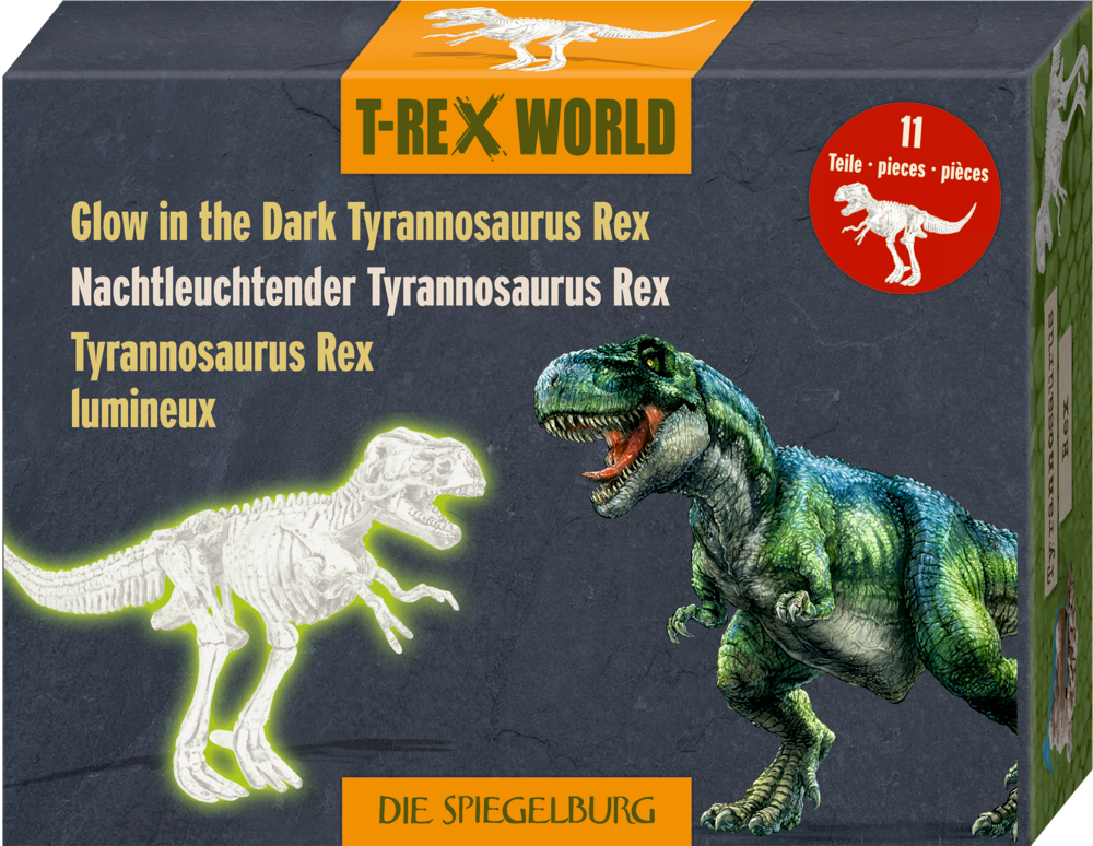 Nachtleuchtender Tyrannosaurus Rex - T-Rex World Im Dunkeln leuchtender Tyrannosaurus Rex-Modellbausatz! Bauen Sie Ihren eigenen T. Rex. Anleitung in 4 Sprachen.
