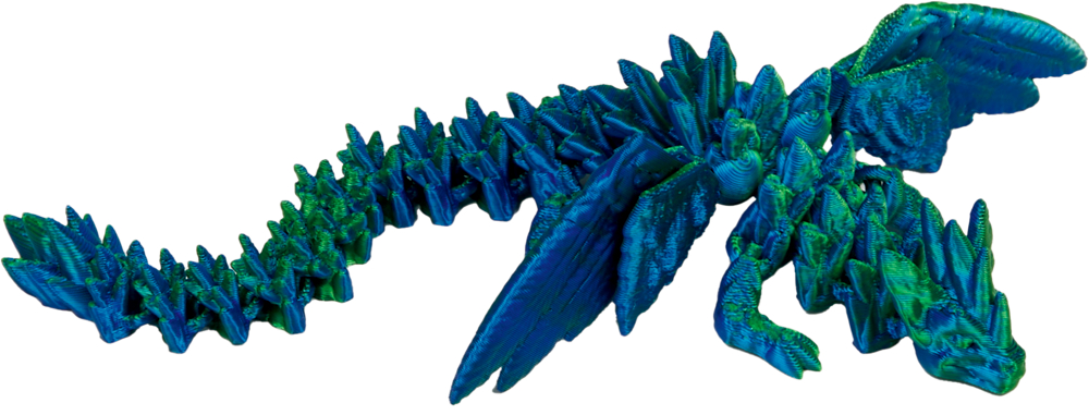 grün/blau, Kristall-Drache mit Flügeln - Kristalltier