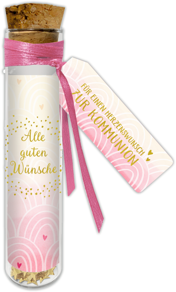 rosa, Wunscherfüller-Flaschenpost: Alle guten Wünsche - Zur Kommunion rosa, Wunscherfüller-Flaschenpost: Alle guten Wünsche - Zur Kommunion