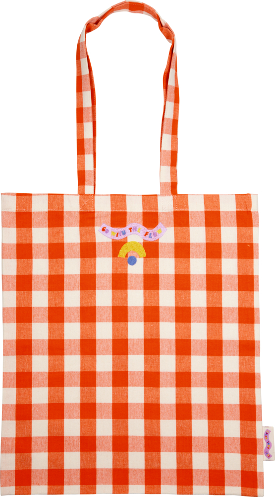 orange, Baumwoll-Einkaufsshopper M mit Karomuster - COLOR YOUR LIFE Cotton