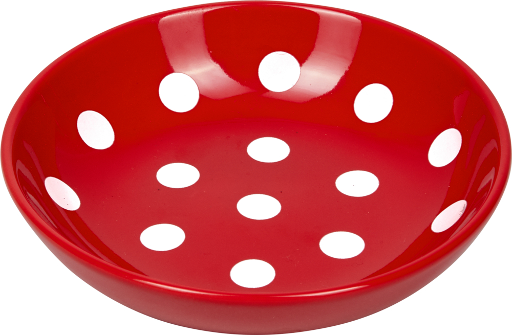 Kleines Schälchen - Fröhliche Tupfen Rote Schüssel mit weißen Punkten auf der Innenseite.
