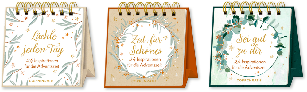 Zeit für Schönes / Lächle jeden Tag / Sei gut zu dir - Mini-Tisch-Adventskalender
