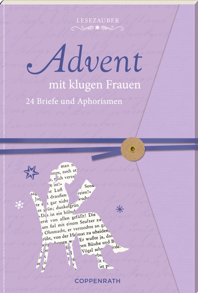 Lavendelfarbener Buchumschlag: Advent mit klugen Frauen, 24 Briefe & Aphorismen, Coppenrath Verlag.