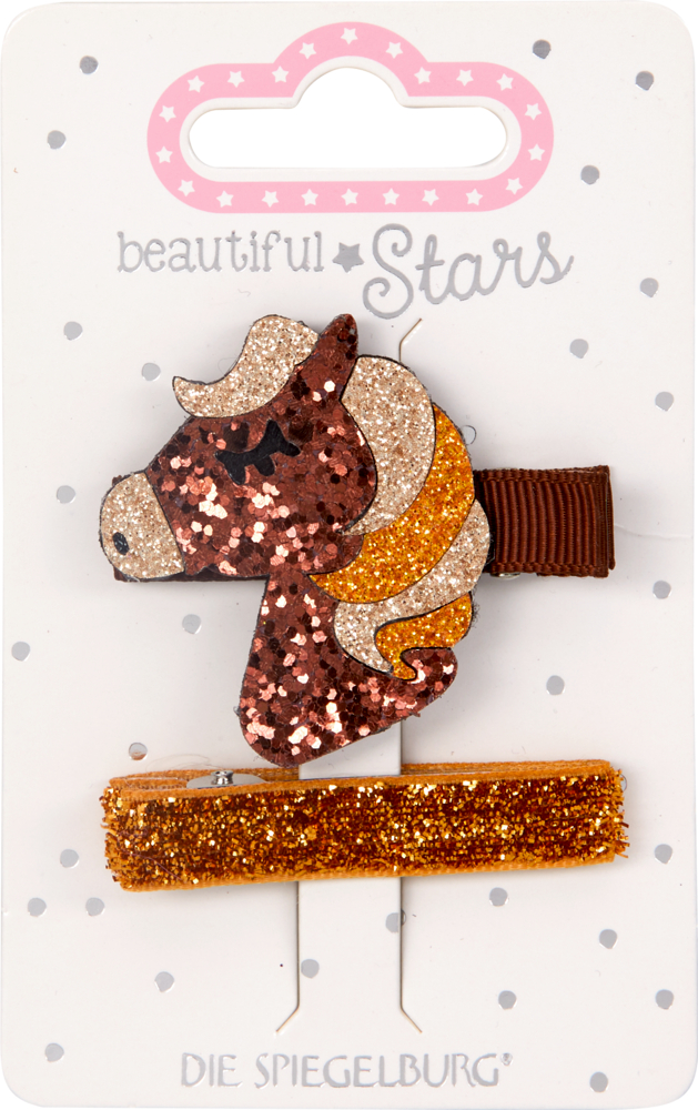braun/kupfer, Haarclip Glitzerpferde - beautiful Stars