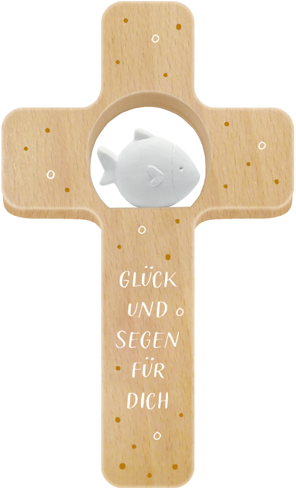 Holzkreuz - Glück und Segen für dich (Fisch) Holzkreuz - Glück und Segen für dich (Fisch)