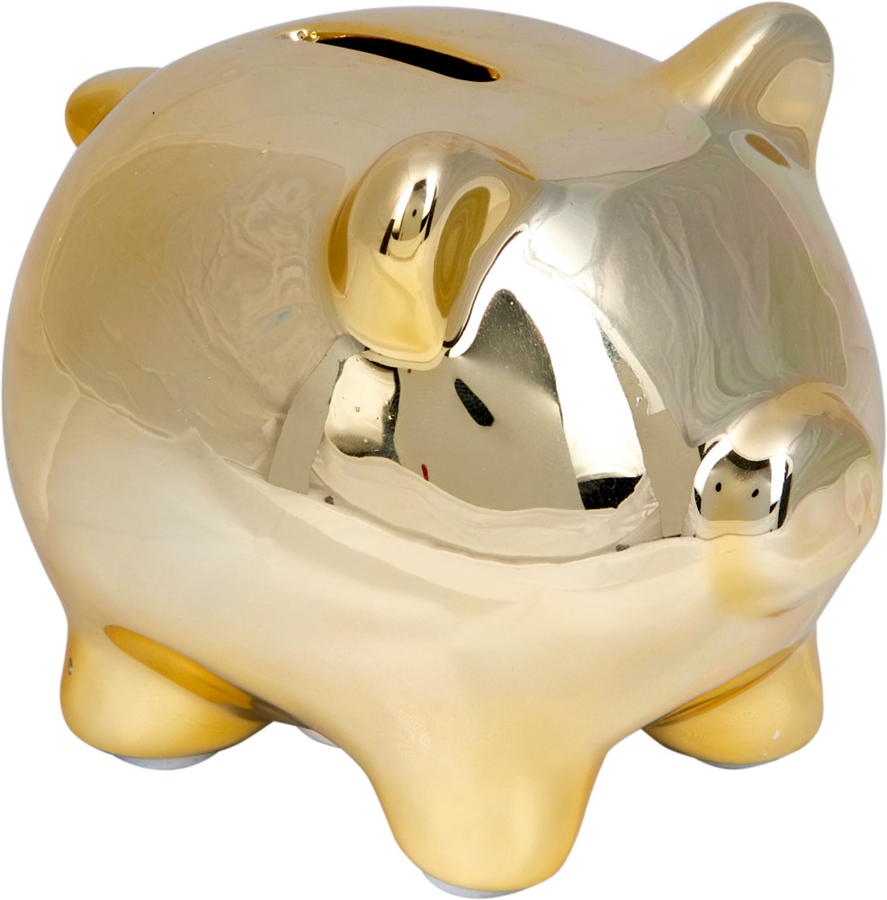 Großes Sparschwein gold - Viel Glück