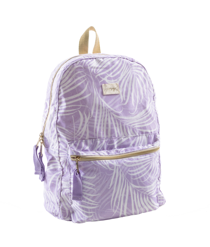 lila/Blätter, Damen-Rucksack mit Falttäschchen Taschenzauber