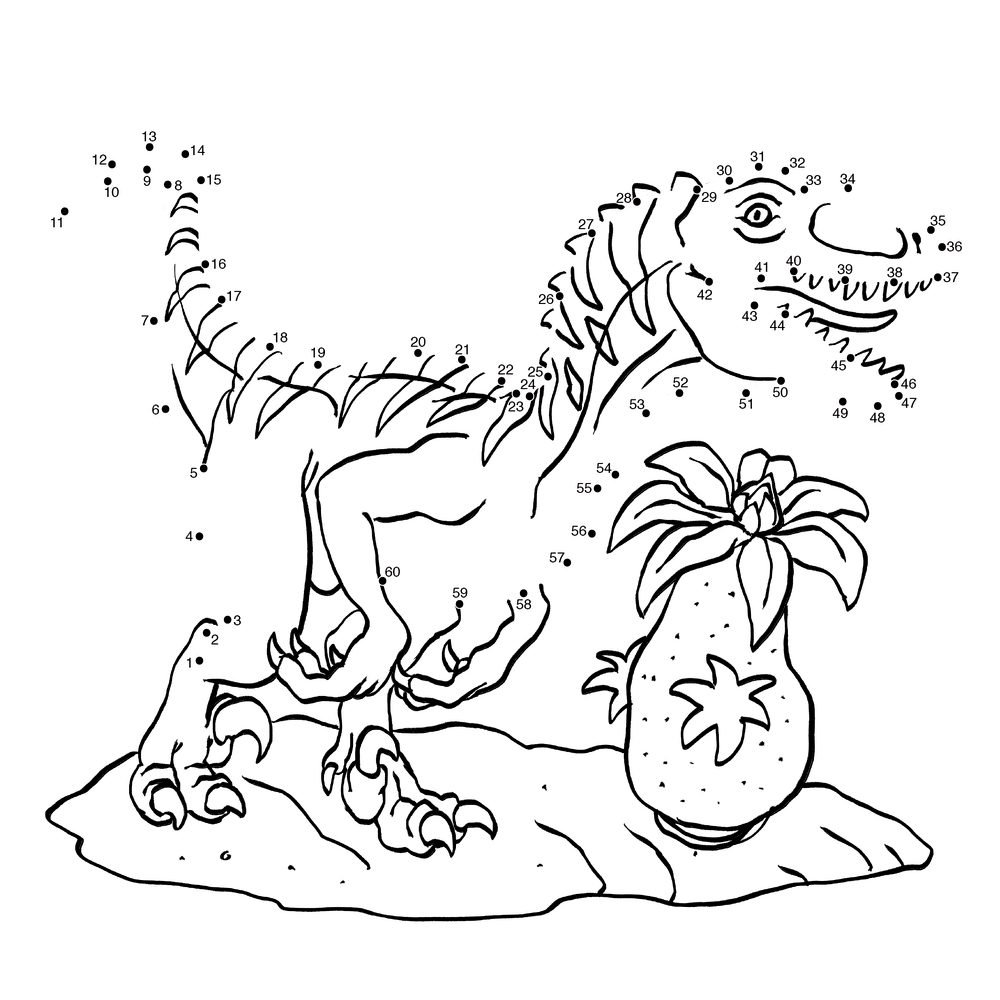 Zahlen und Striche ergeben die Form eines Dinosauriers.