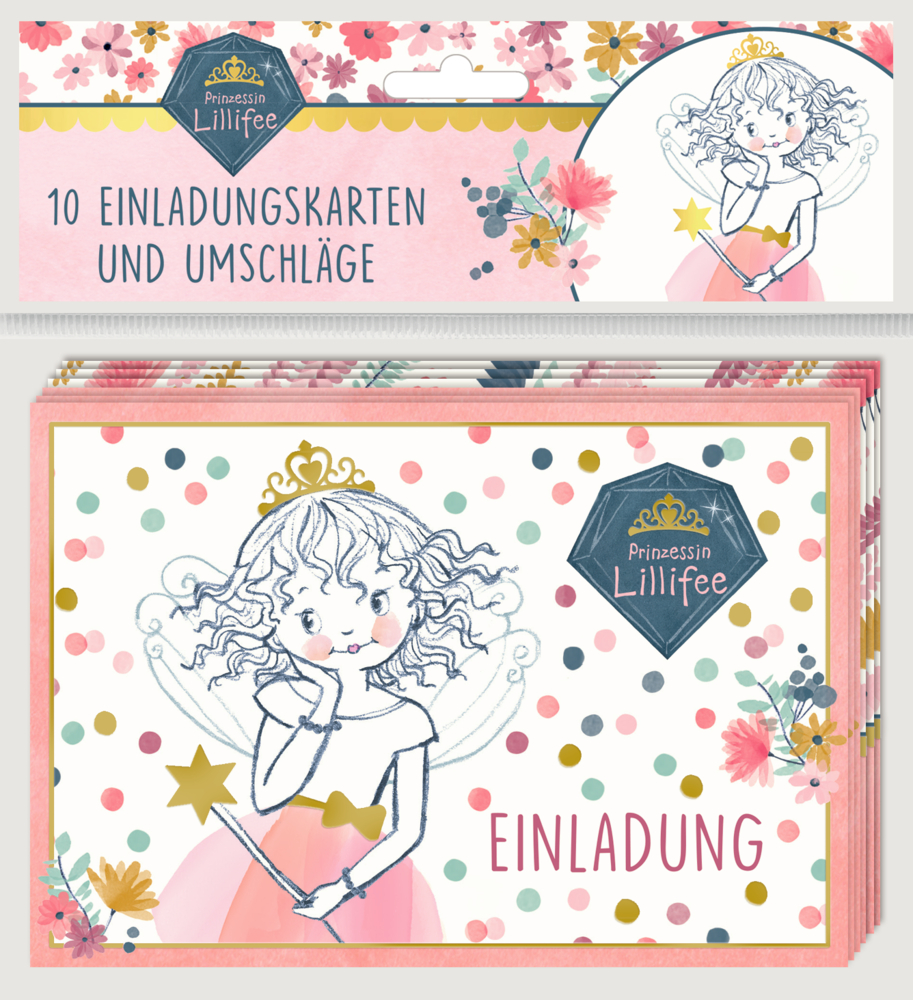 Einladungskarten - Prinzessin Lillifee (10 Karten + Umschläge)