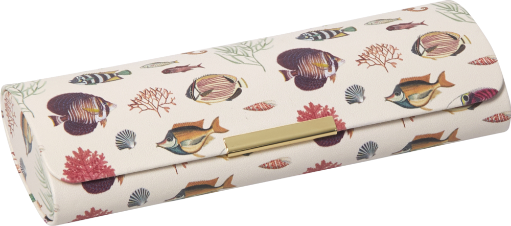 Brillenetui mit Putztuch Fische "I love my Ocean", hell