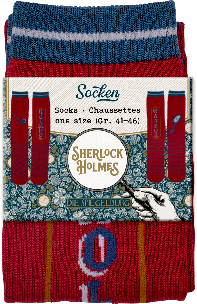rot, Socken - Sherlock Holmes (one size/Gr.41-46)
