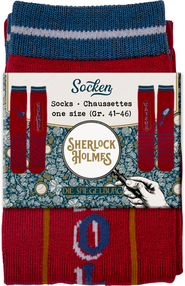 rot, Socken - Sherlock Holmes (one size/Gr.41-46) rot, Socken - Sherlock Holmes (one size/Gr.41-46)