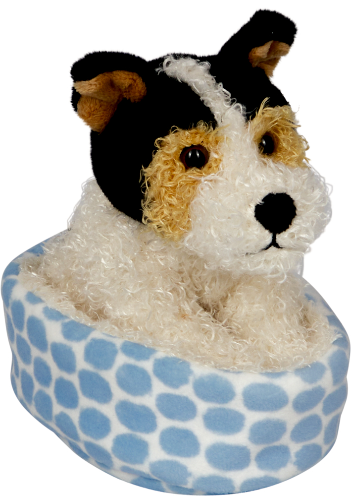 Foxterrier Boomer im Korb - Lustige Tierparade