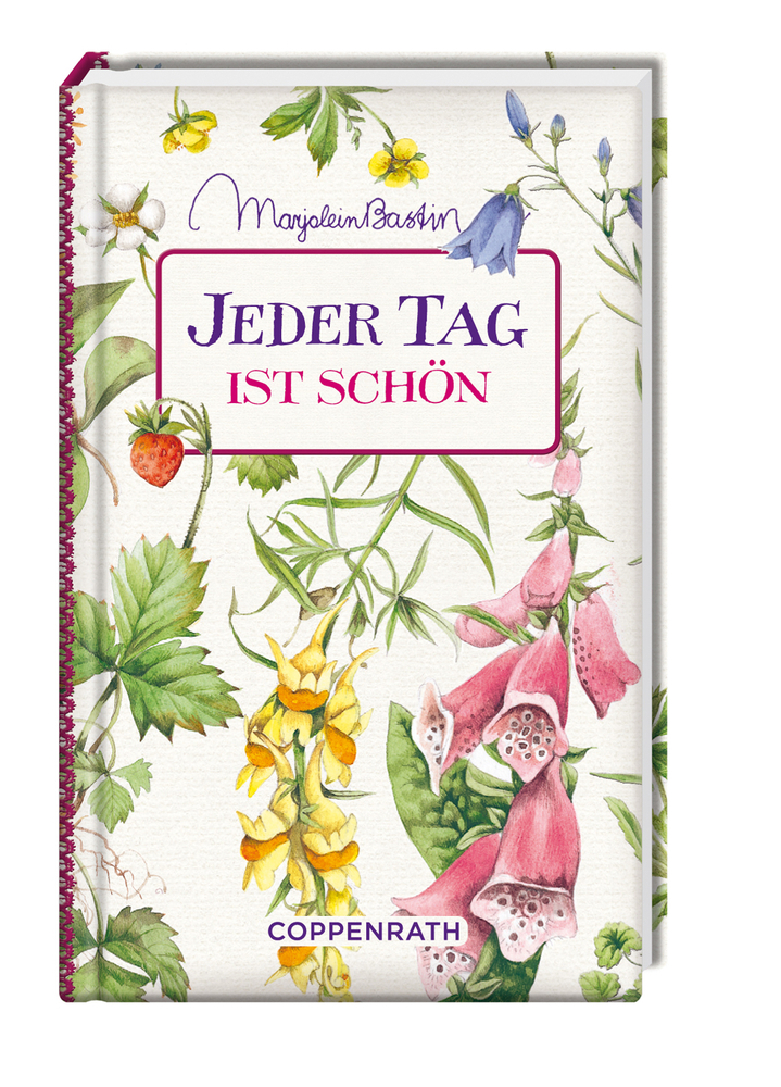 Kleine Weisheiten: Jeder Tag ist schön (Bastin) Geschenkbucheinband mit Blumenmuster und dem Titel „Jeder Tag ist schön“, von Marjolein Bastin.
