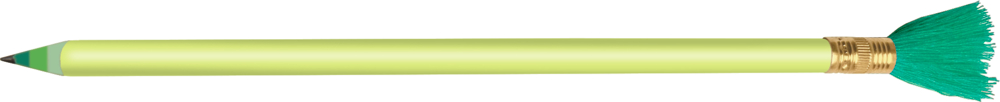 Ein grüner Bleistift mit goldenem Band und grüner Quaste hinten.