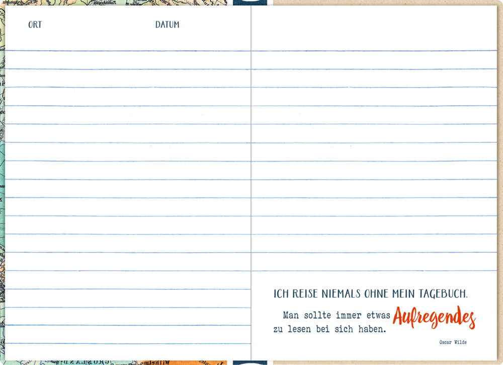 Eintragbuch mit Sammeltasche: Mein Reisetagebuch (Landkarte) Reisezeit