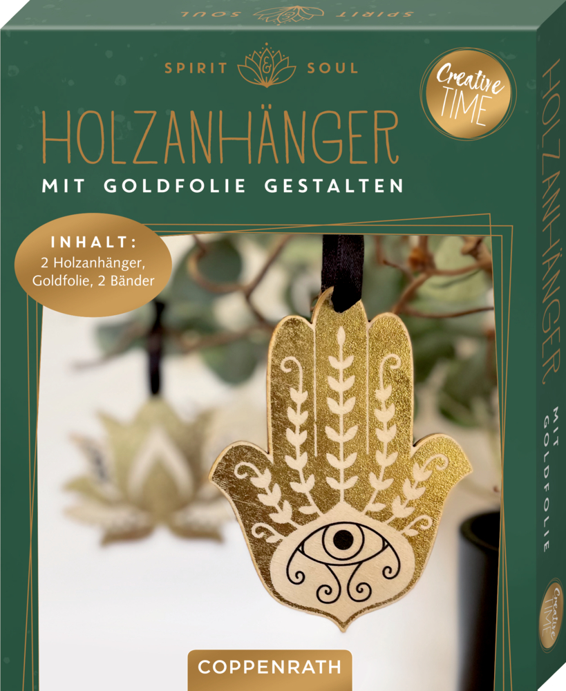 Hand + Blüte, Holzanhänger mit Goldfolie gestalten - Spirit & Soul (Creative Time)