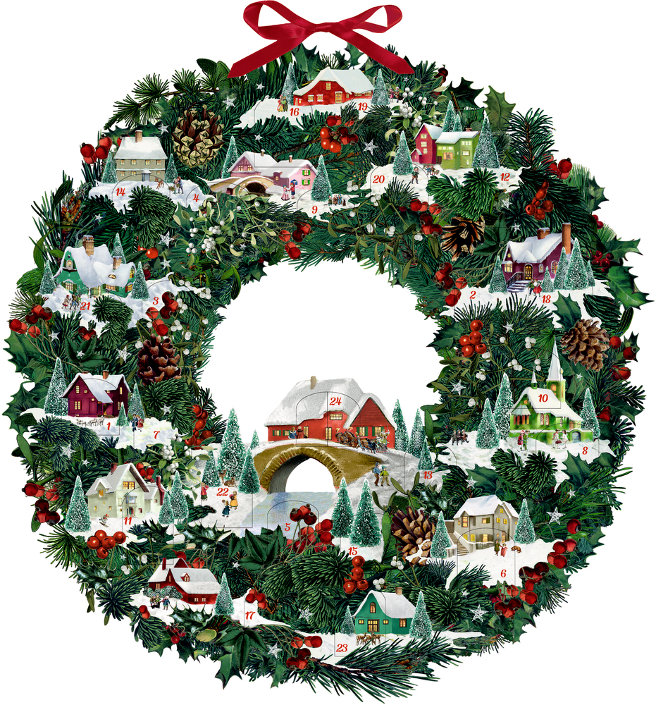 Winterhäuschen-Weihnachtskranz, Wand-Adventskalender (Behr)