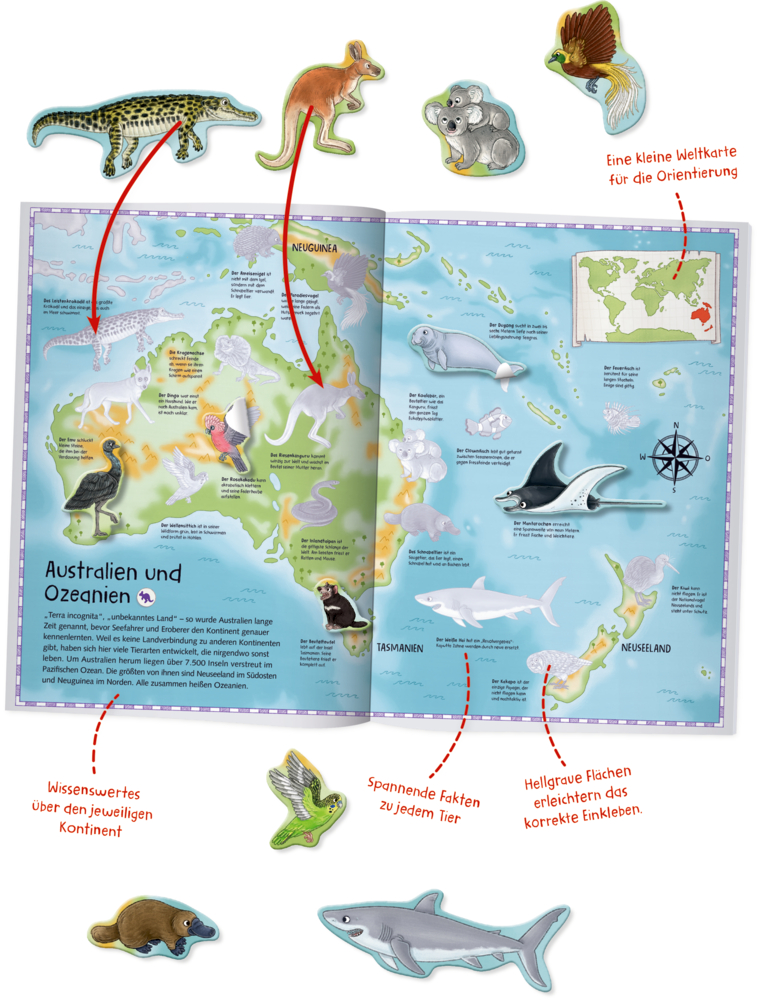 Natur-Stickerwelt: Atlas - Tiere der Welt (Nature Zoom)