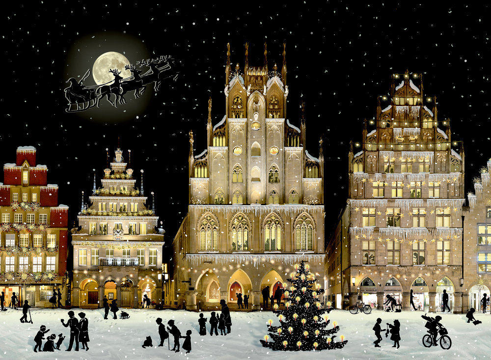 Weihnachtliches Stadtpanorama, A4 Wand-Adventskalender (Behr)