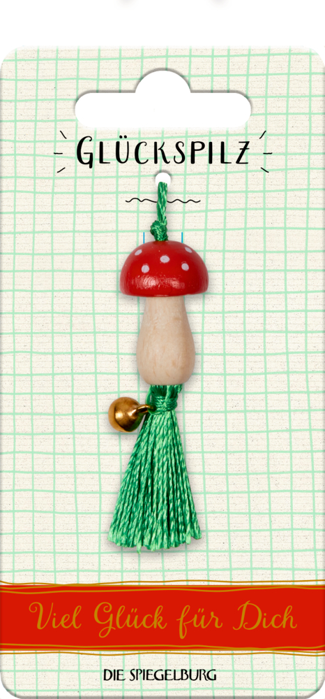 Glücksbringer Glückspilz Viel Glück (Pilz-Anhänger mit Glöckchen)