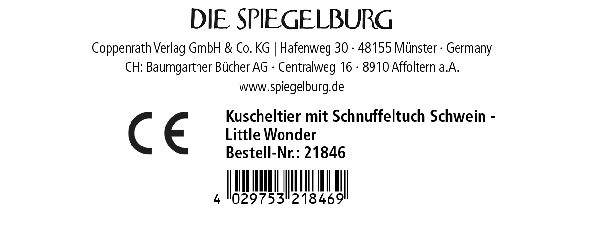 Kuscheltier mit Schnuffeltuch Schwein - Little Wonder