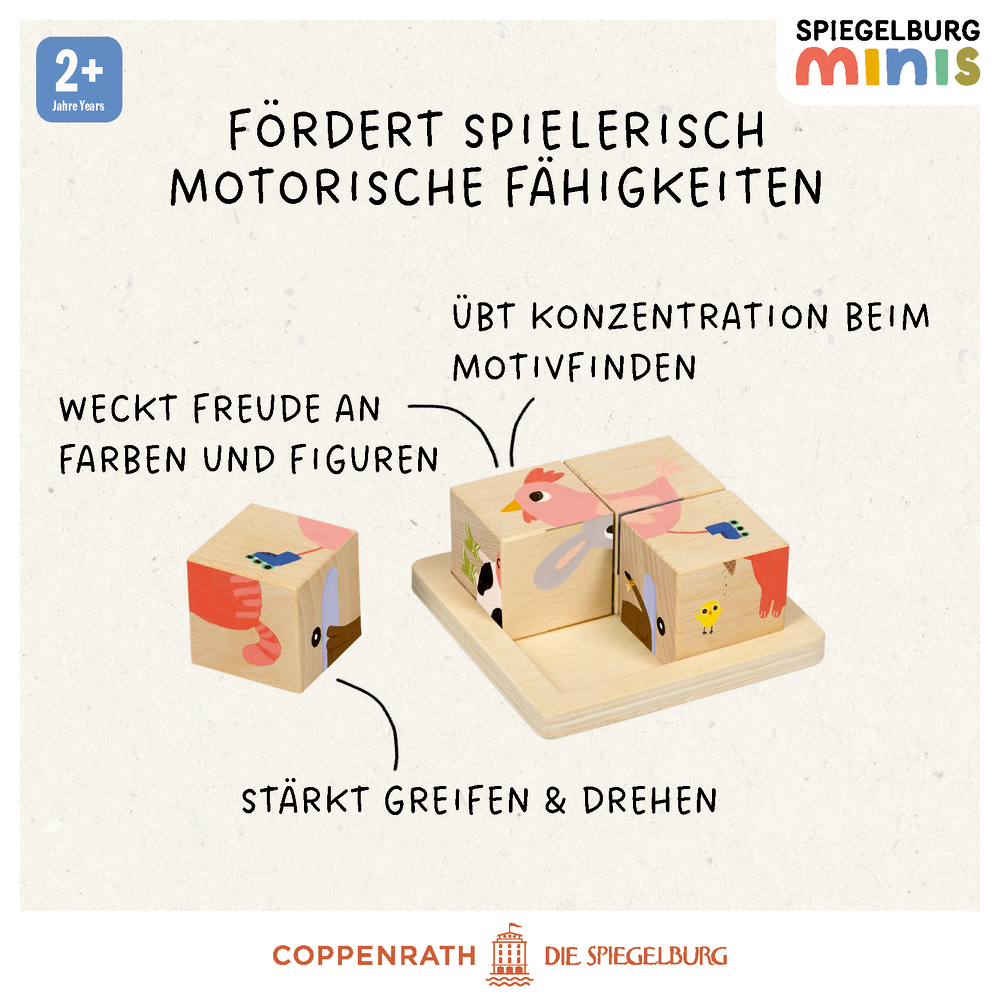 Verlaufsargumente wie "stärkt greifen und drehen" auf einer beigen Fläche.