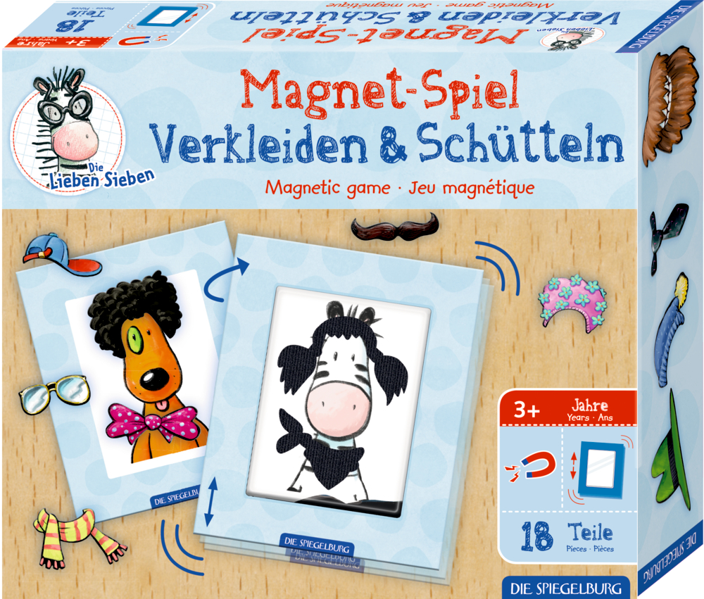 Hellblaue Box mit rechteckigen Objekten, die verschiedene Tiere zeigen.