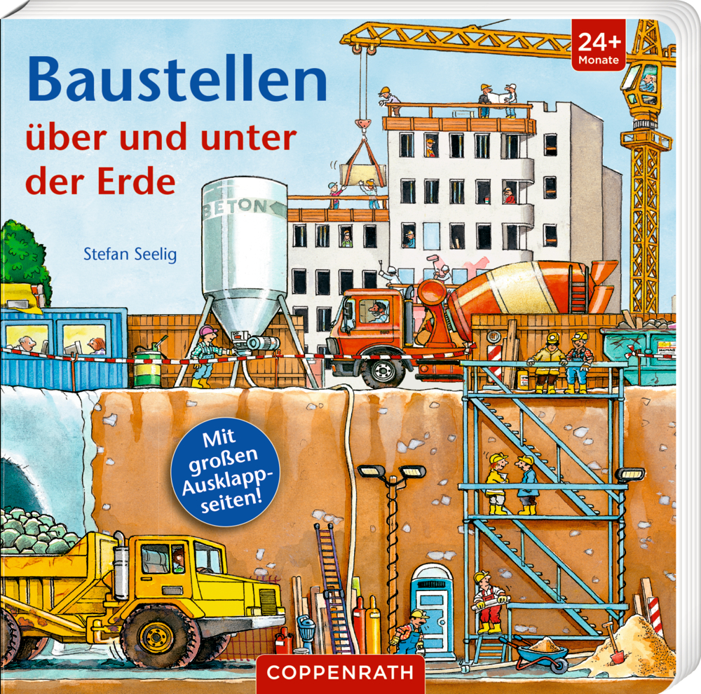 Baustellen über und unter der Erde Baustellenszene mit Arbeitern, Fahrzeugen und Materialien im Einsatz , auf dem Cover von "Baustellen über und unter der Erde".