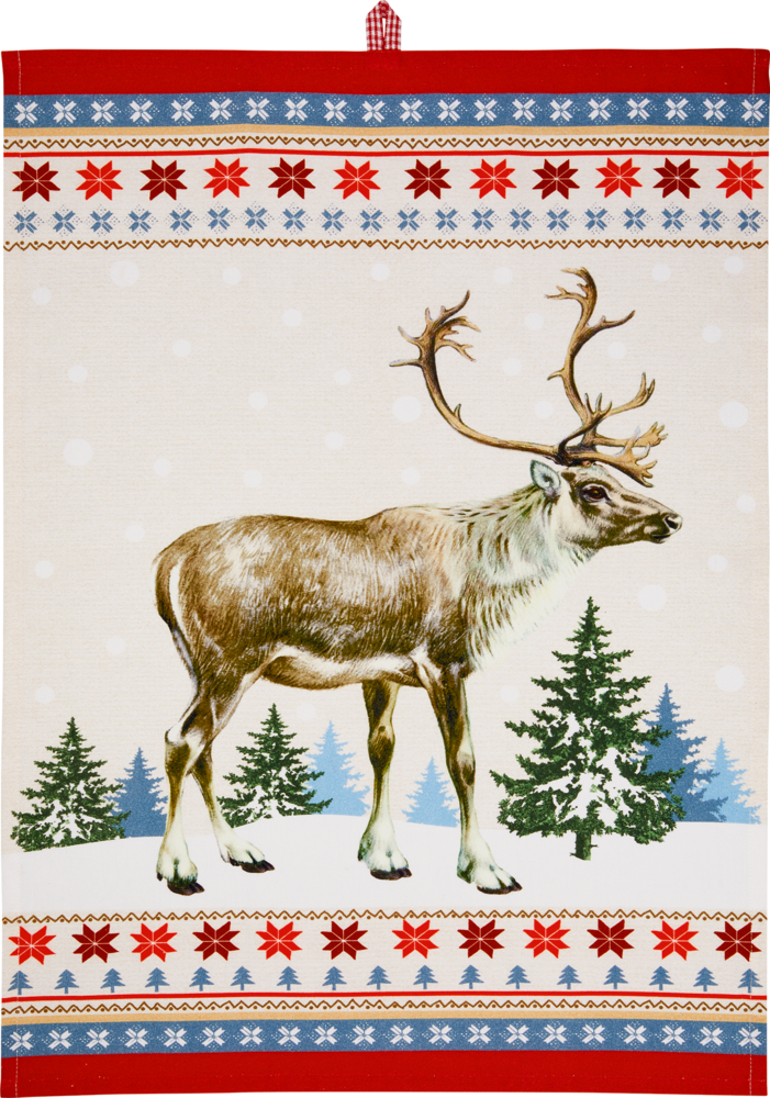 Geschirrtuch Rentier aus Baumwolle - Lichterhelle Weihnachtszeit