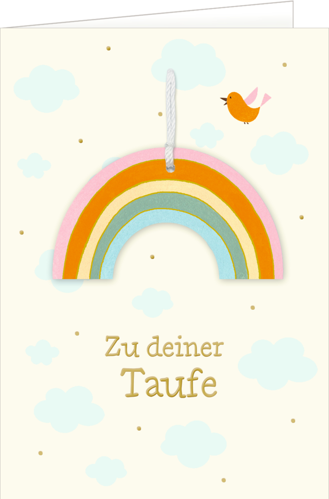 Grußkarte - Zu deiner Taufe - Regenbogen weiß