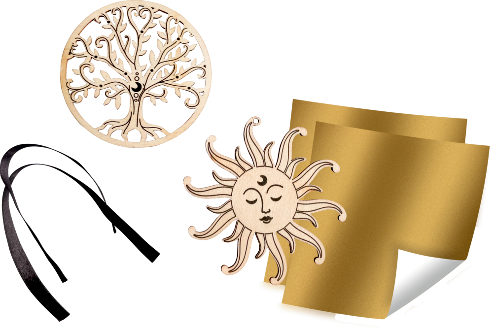 Sonne + Baum, Holzanhänger mit Goldfolie gestalten - Spirit & Soul (Creative Time)