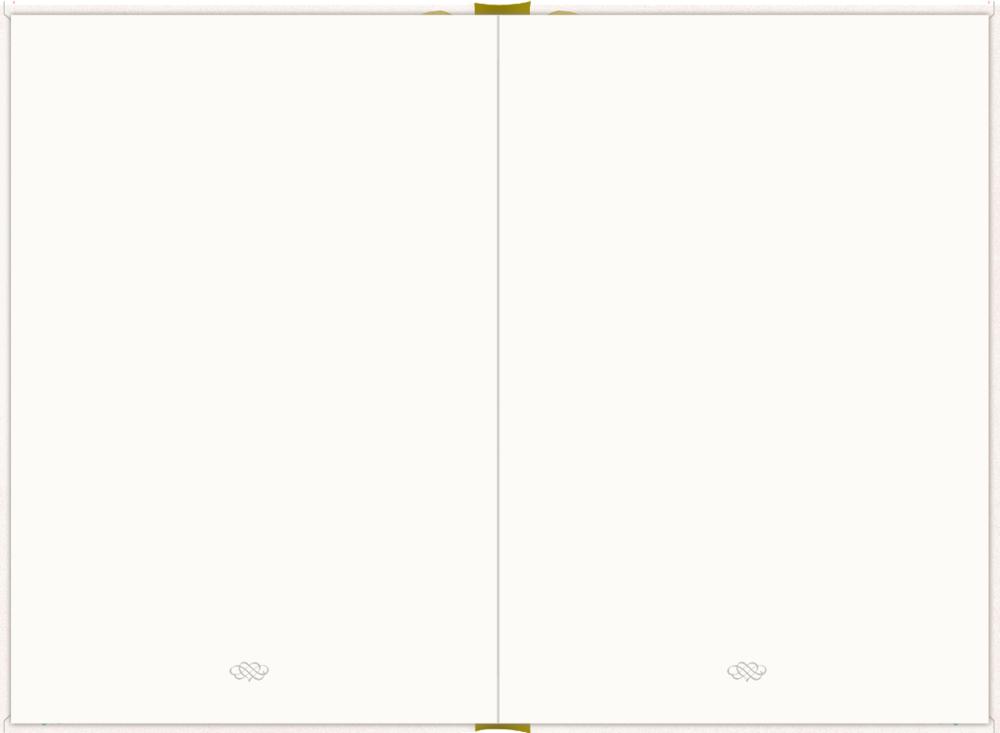 Ein offenes leeres Buch mit weißen Seiten und goldener Bindung, von oben gesehen.